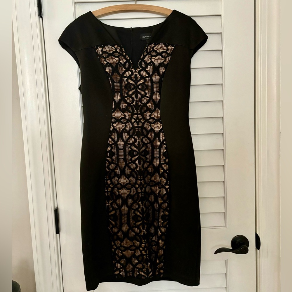 Curvy Black Dress with Lacey Detail